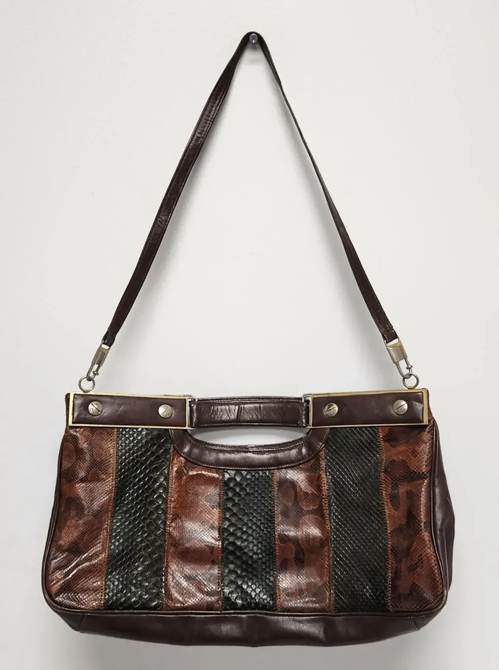 Vintage Geometric Snakeskin Leather Purse